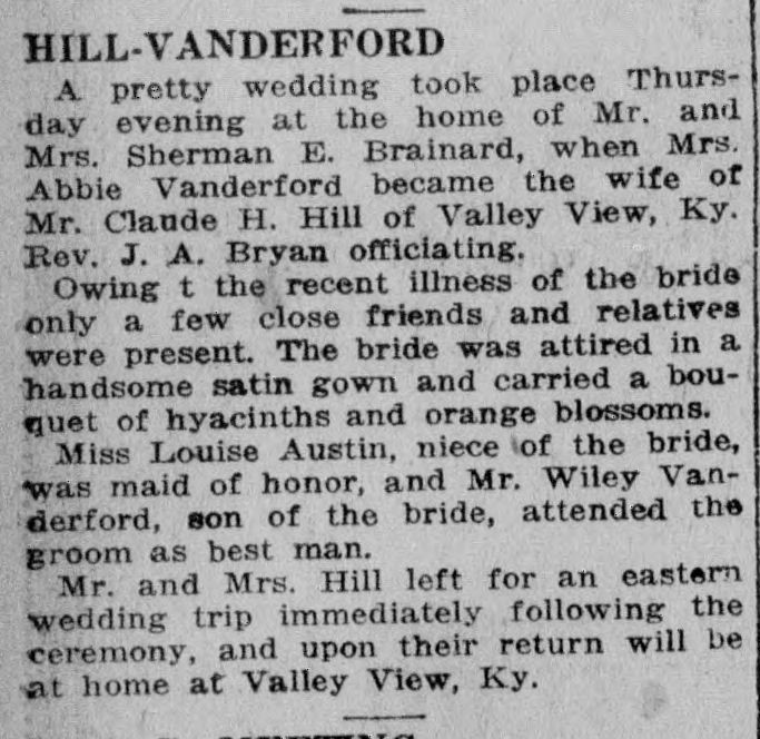 Abbie Vanderford-Claude H. Hill